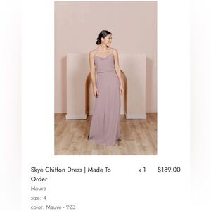 REVELRY Skye Chiffon Dress (Color: Mauve- 923); worn once only, $189 new